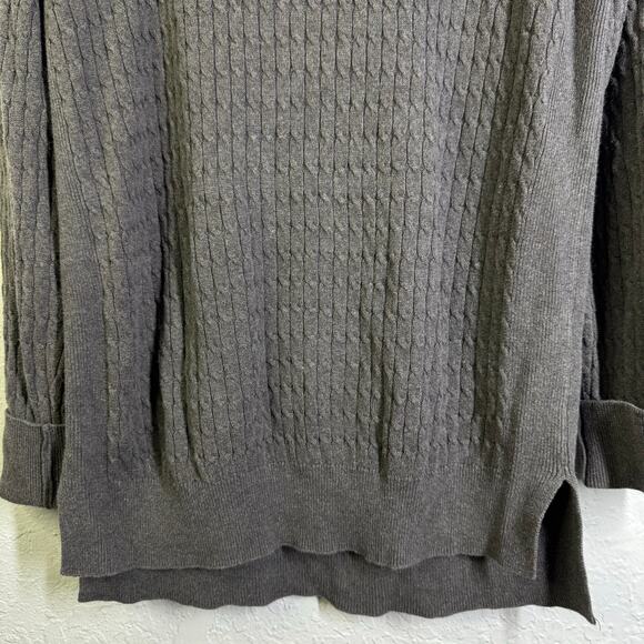 PACT Sweater Medium Cable Knit Crew Neck  Organic Cotton Tunic Side Slits - Picture 6 of 13